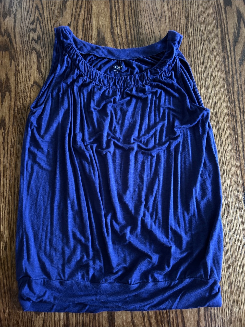LOFT purple Gathered Neck Tank Top
